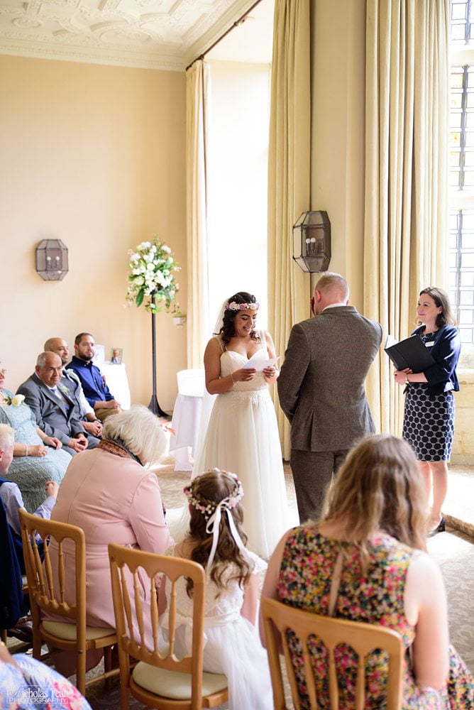 wedding service inside Fountains Hall