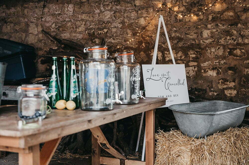 Photograph of a vintage bathtub filled with ice and bottled drinks, Tadcaster Wedding Photographer