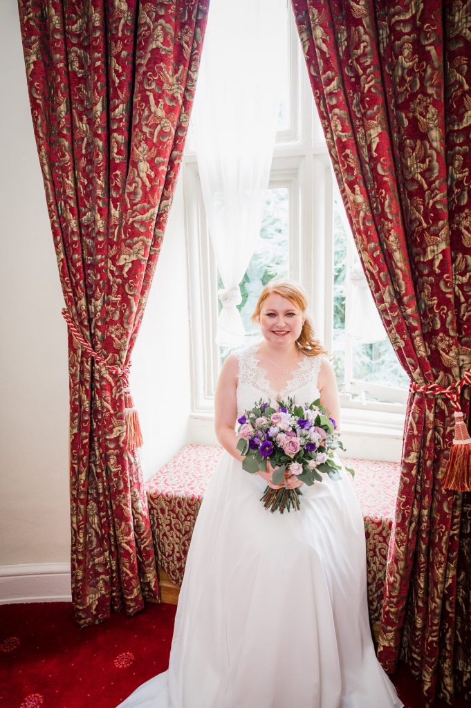 photo of bride sat in window, Bridal Preparations Walworth Castle Hotel, Darlington ,Walworth Castle Hotel Photographer, Walworth Wedding Photos