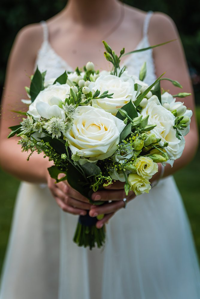 shot showing the wedding flowers