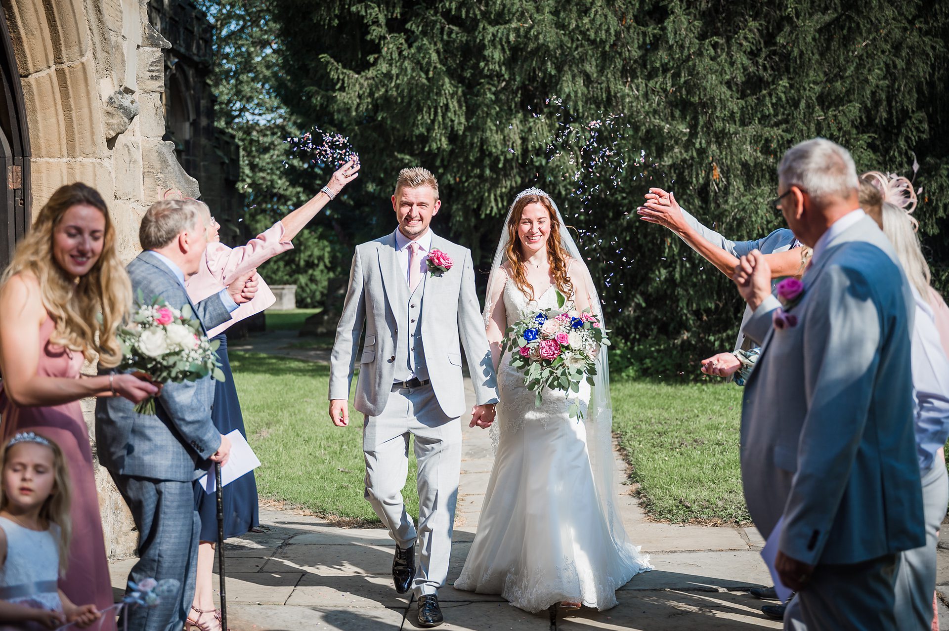 Confetti photograph, outside St Michael And Our Lady, Wragby