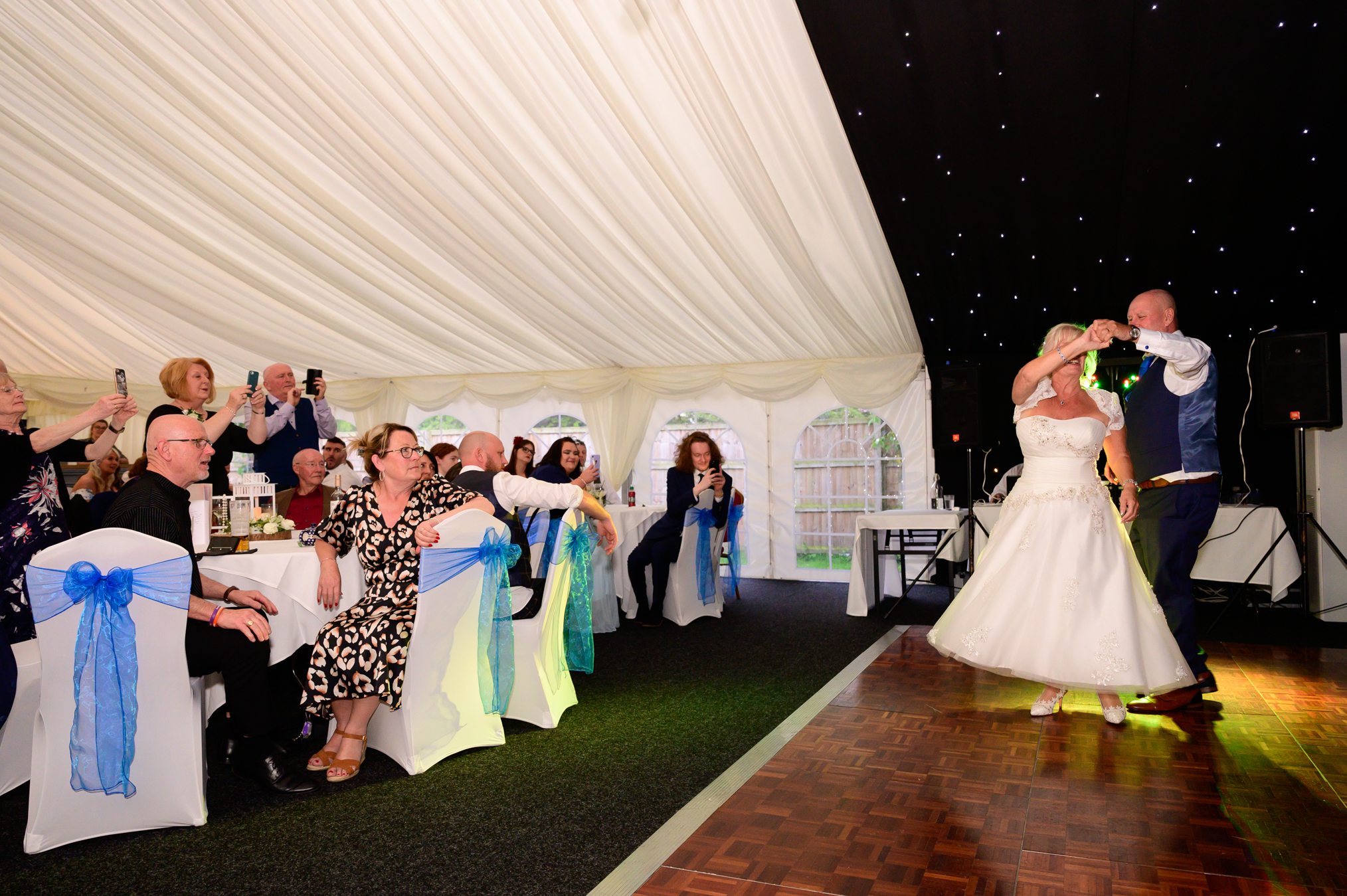 bride and groom dancing, Bride and Groom portraits - Holmfield Arms