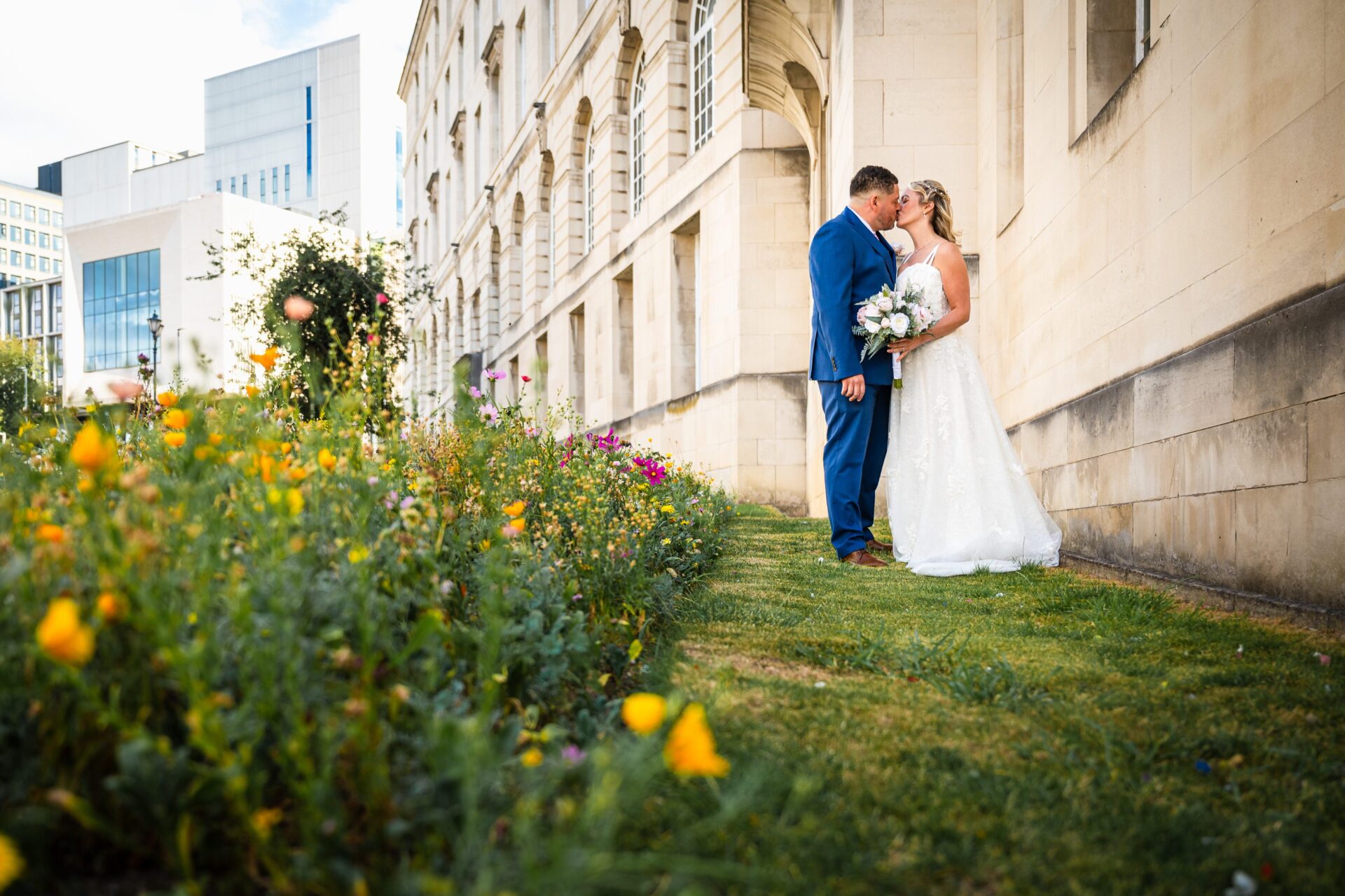Intimate wedding portraits in Leeds city centre