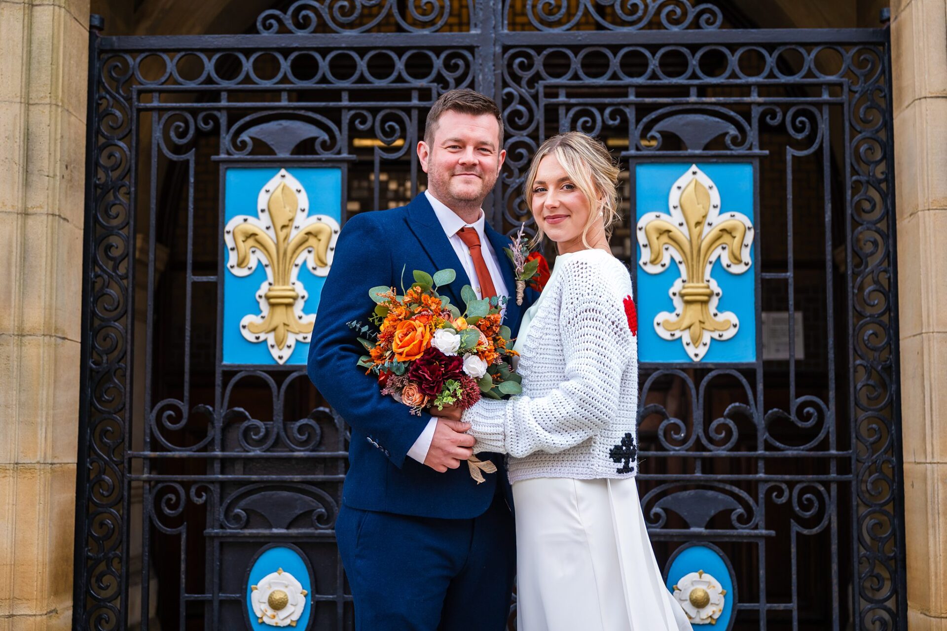 Editorial wedding photography inside Wakefield Town Hall